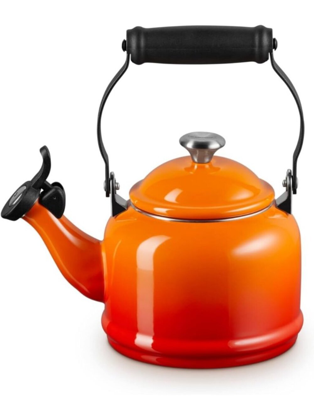 Orange Red Enamel Steel Demi Teakettle 1.25QT Stainless steel Pot For Kitchen - Picture 2 of 7